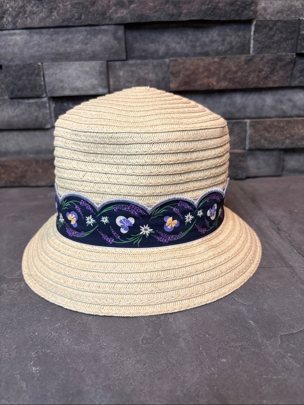 Disney Floral Trim Straw Cloche Hat